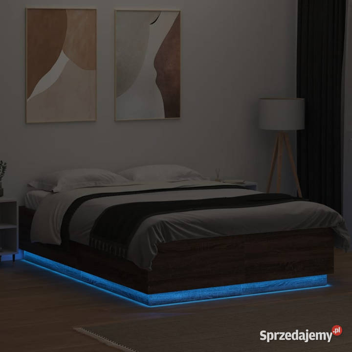 Rama łóżka z LED brązowy dąb 160x200 WM3209603