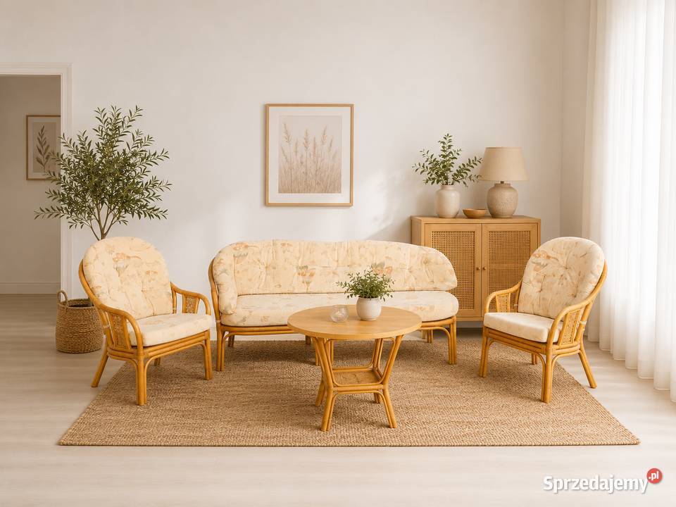 Vintage Komplet Mebli Rattanowych Poddębice