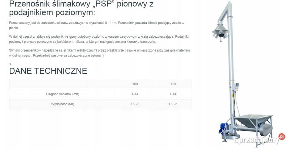 Żmijka Pionowa Przenośnik Ślimakowy Ocynk Dębica