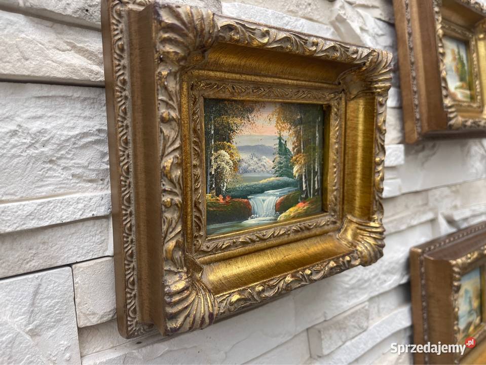 Obrazek malowany obraz drewniana rzeźbiona rama Kłodzko