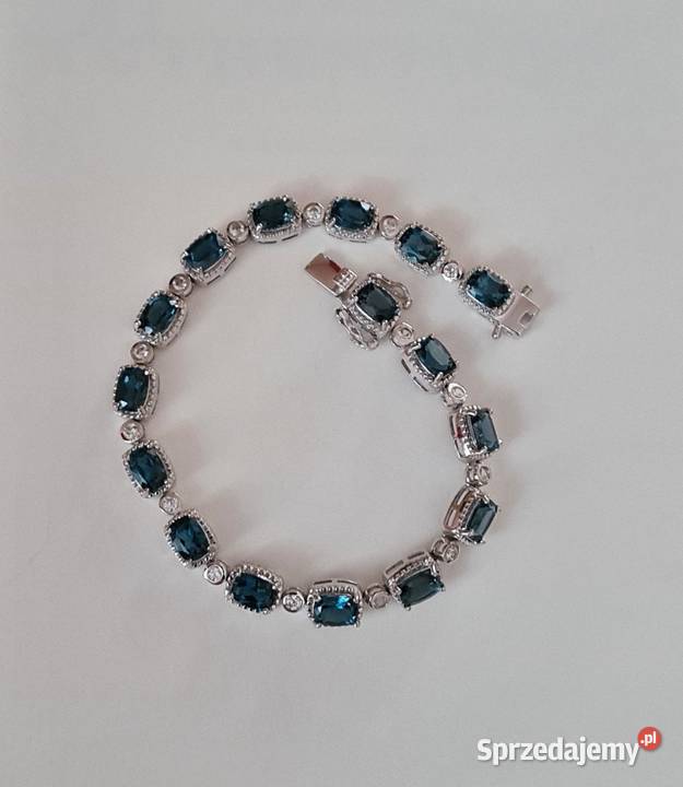 Srebrna bransoletka z Topazem London Blue i Otwock