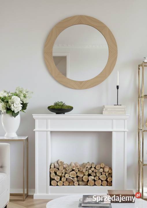 portal kominkowy atrapa kominka kominek z drewna biały Jeleśnia