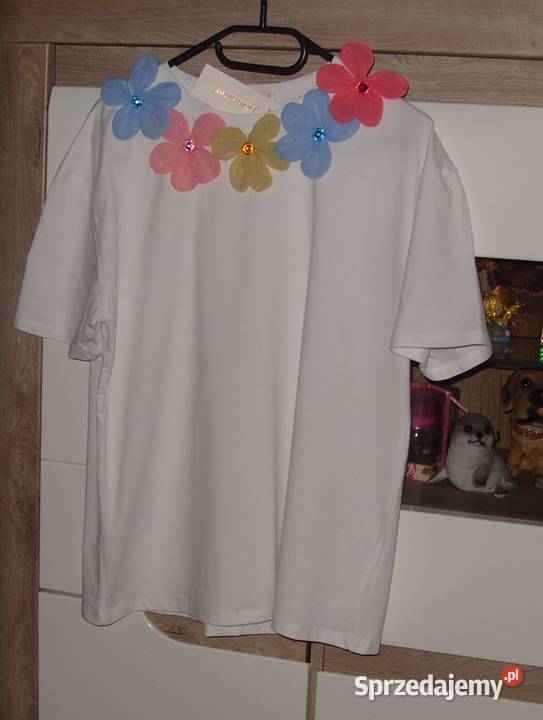 kolorowe kwiatki 3D KRYSZTAŁKI r LXL tshirt