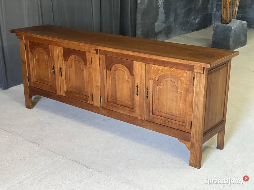 Długa dębowa komoda rustykalna sideboard Komody Budno