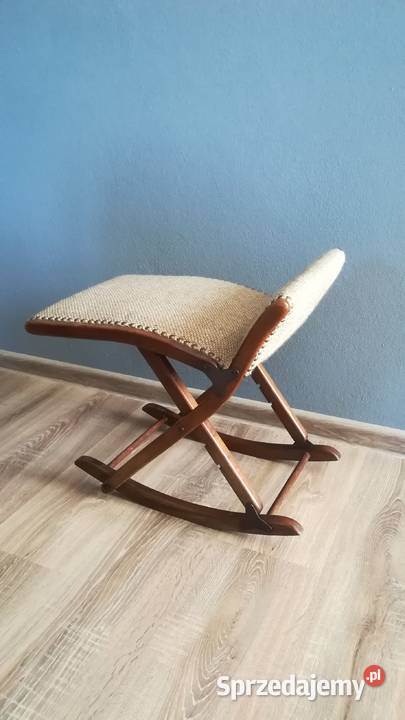 Podnóżek bujany Drewniany regulowany Antyk Brzostek