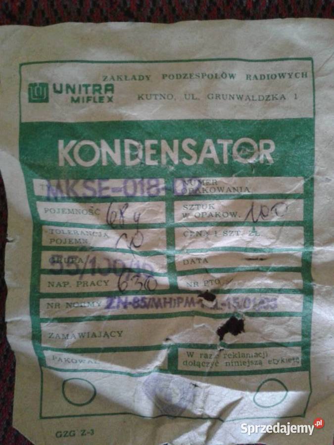 Kndensatory UNITRA Miflex 630V sztuk 5 łódzkie Łódź