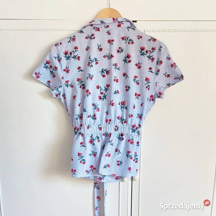 Bluzka koszula Zara M 38 niebieska wrap w kwiaty Bluzki i koszule Szczecin sprzedam