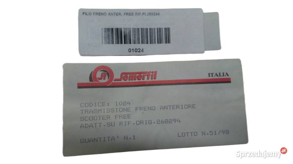 LINKA HAMULCA PRZÓD SEMERFIL PIAGGIO FREE 50 podlaskie Bielsk Podlaski