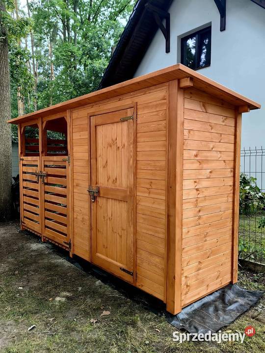 Drewutnia 2 x 11m z furtkami domek narzędziowy 2 Drewutnie Kalety