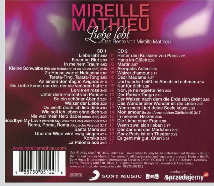 2 CD Mireille Mathieu Liege lebt