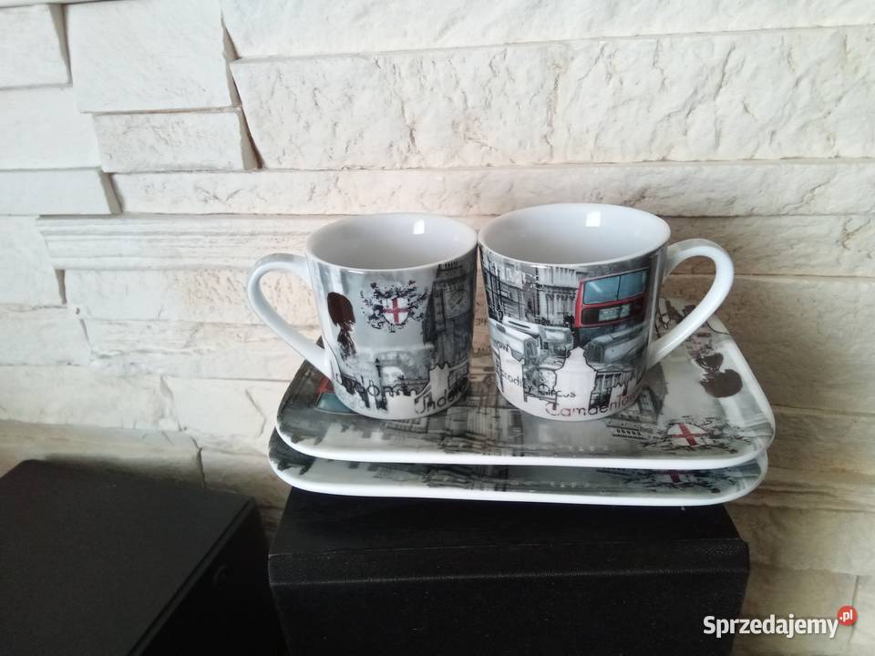 Dwie filiżanki do espresso ze spodkami Grójec