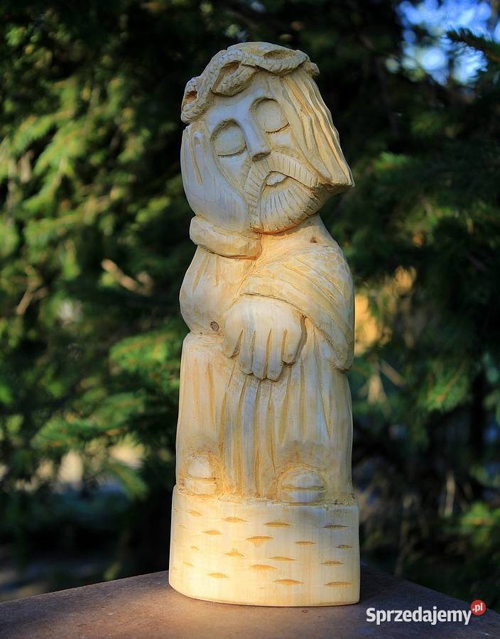 Jezus frasobliwy rzeźba ludowa Rękodzieło Gniezno