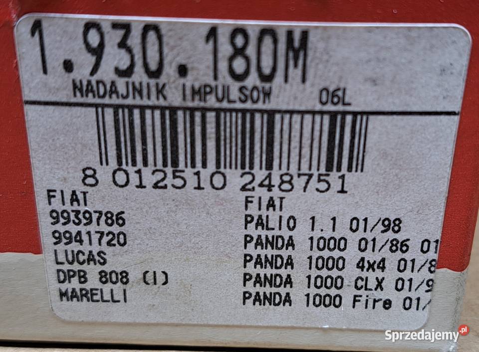 CZUJNIK ZAPŁONOWY HALLA 1930180M EPS FIAT PALIO osobowe Mielęcin