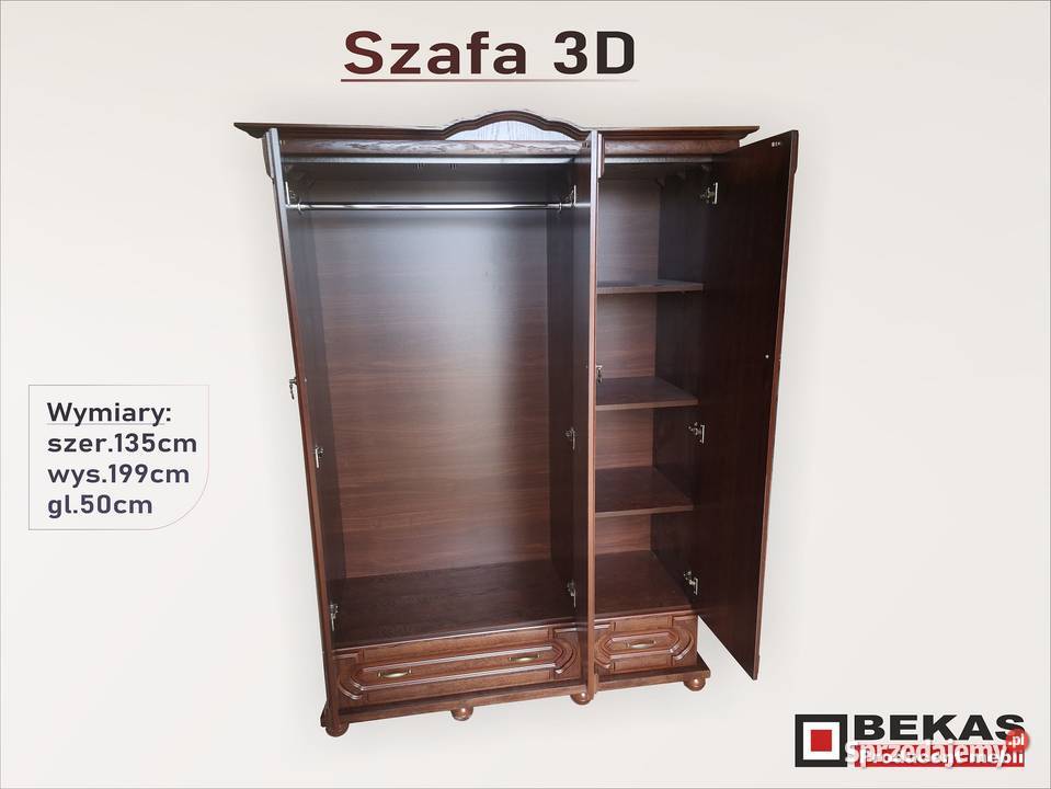 Stylowa Szafa 3D Orzech Naturala Okleina Dąb Łódź sprzedam