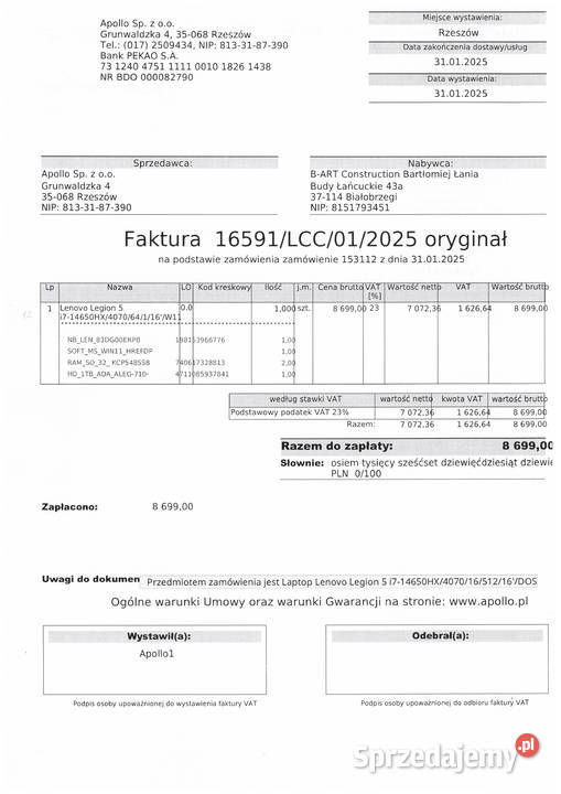 Laptop Notebook Lenovo Legion 5 NOWY 64GB Łańcut