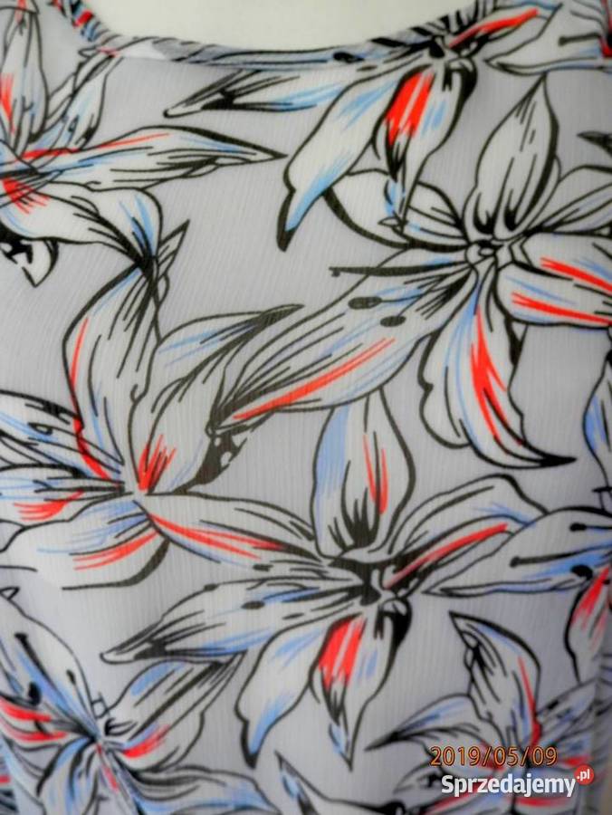Bluzka Papaya Stylowe Frędzle Kwiaty Błękitna L podlaskie Łomża