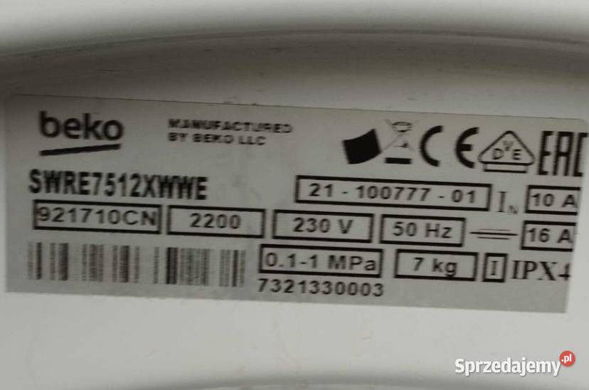 Pralka BEKO zamek rygiel drzwi komplet Tarnów Opolski