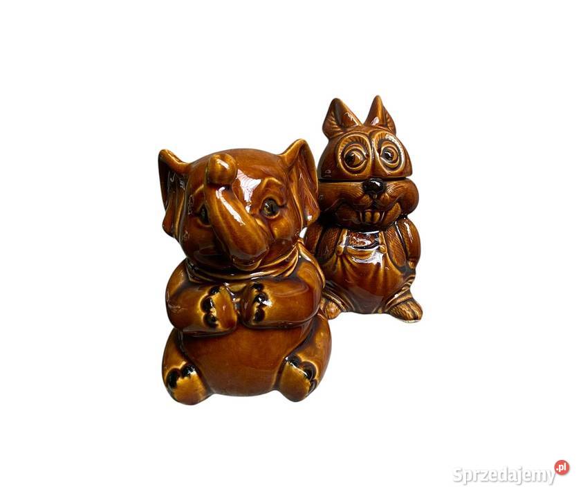 Komplet 3 pojemników ceramicznych PRL retro Warszawa