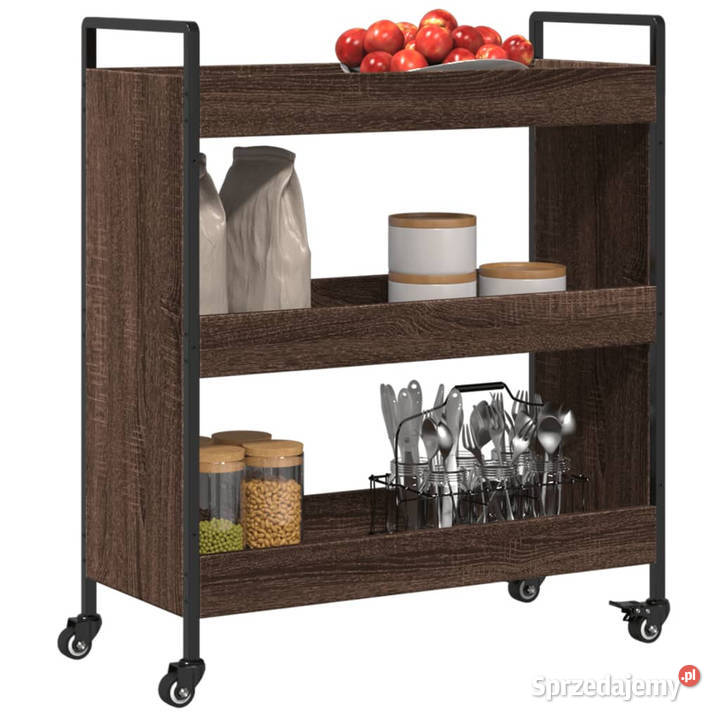 Wózek kuchenny brązowy dąb 70x30x82 materiał