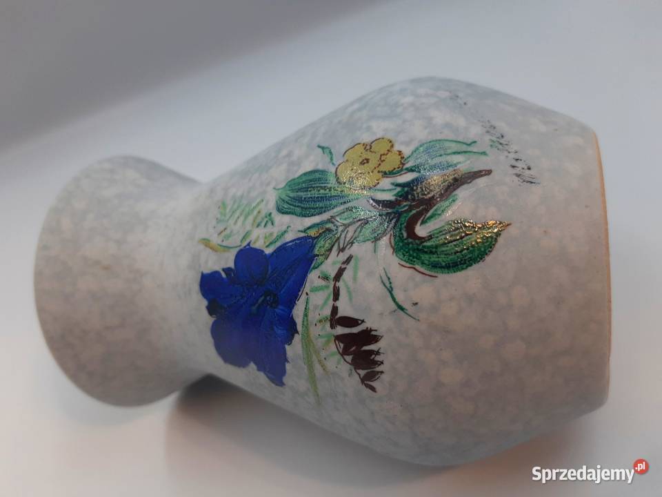 Ręcznie malowany wazonik z kwiatowym motywem Porcelana i szkło Inowrocław