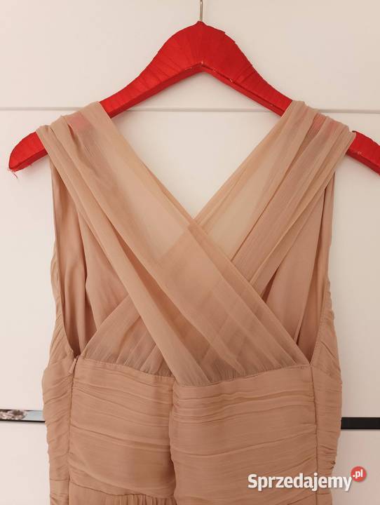 Sukienka maxi szyfonowa brudny róż beżowa na różowy Wrocław sprzedam