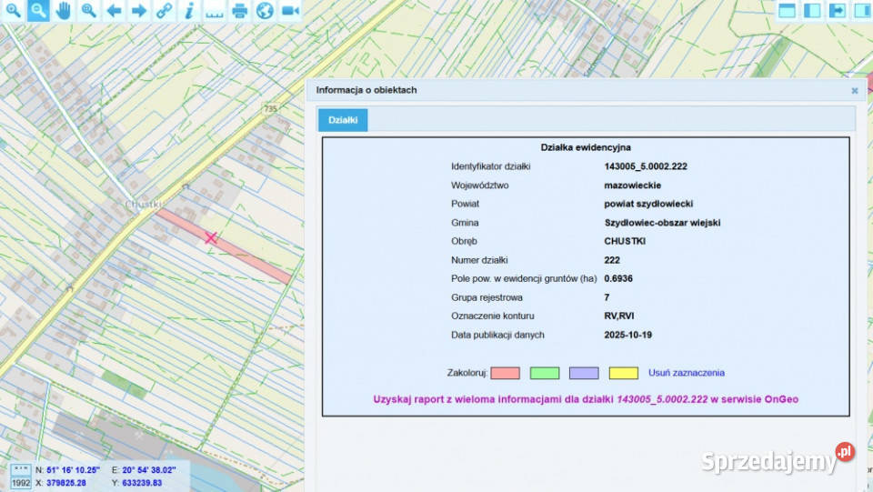 Działka rolnobudowlana na sprzedaż Chustki