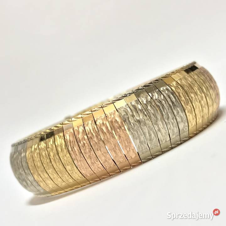 Złota BRANSOLETKA damska 18K trzy KOLORY złota Warszawa