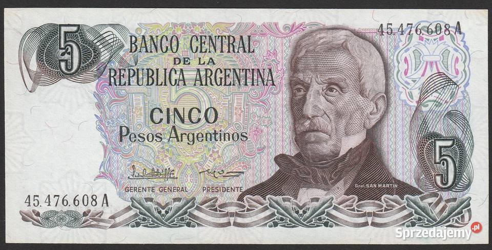 Argentyna 5 pesos 1983 stan bankowy UNC Łódź