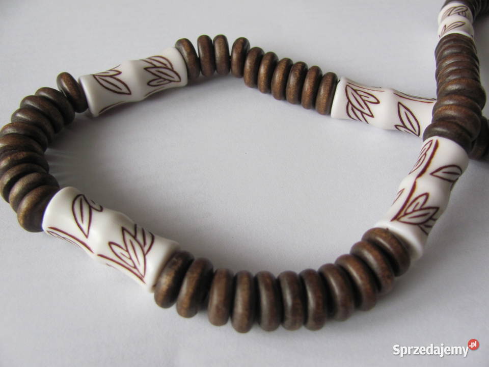 Naszyjnik Koralikowy Mężczyzn BiałoBrązowy Zamość