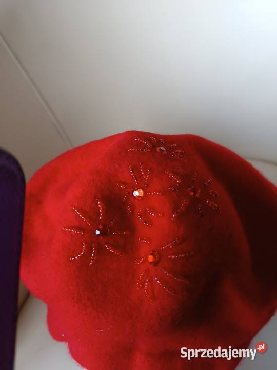 Beret z ozdobami woolmark Dla kobiet Biała Podlaska
