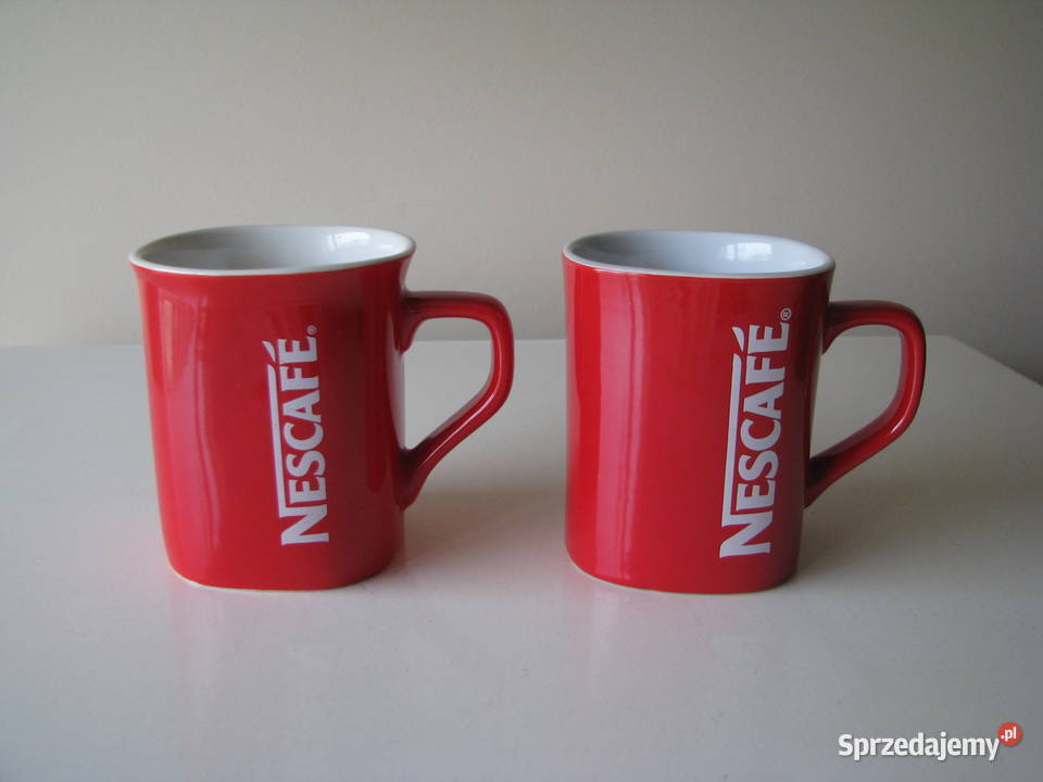 Kolekcjonerskie kubki do kawy Nescaffe czerwony Brzegi