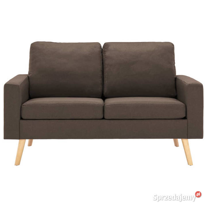 2osobowa sofa brązowa tapicerowana tkaniną