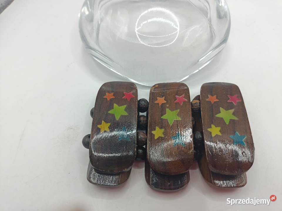 Biżuteria drewniana szeroka bransoletka na gumce