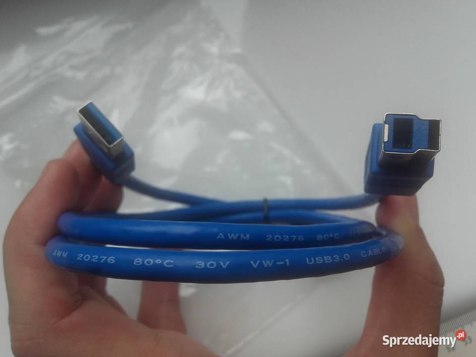 Kabel USB30 AB 100 kolor niebieski NOWY