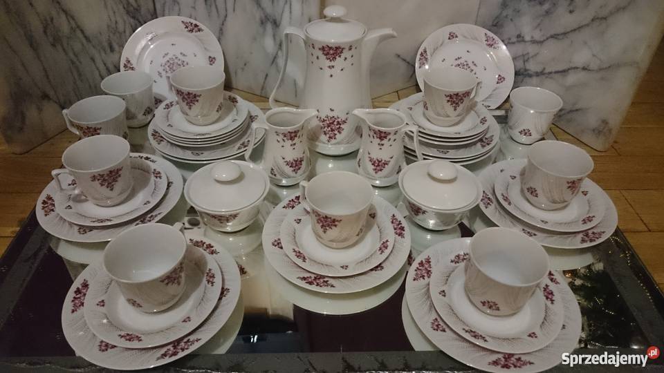 Przepiękny serwis kawowy 10 osób Jlmenau Porcelana i szkło dolnośląskie Świdnica