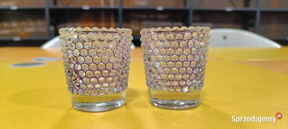 Dwa małe świeczniki szklane mazowieckie Warszawa