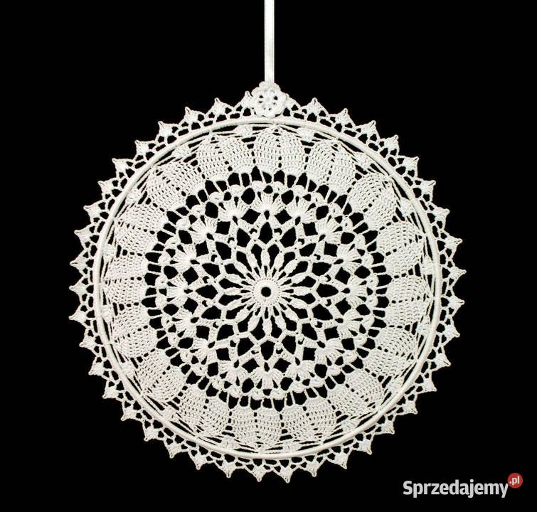 Zawieszka ozdoba na okno szydełkowa 28 biała Kluczbork