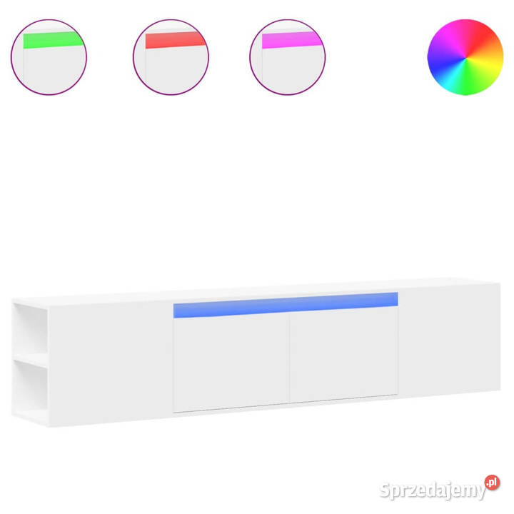 Ścienna szafka pod TV z LED biała 180x31x395 Warszawa