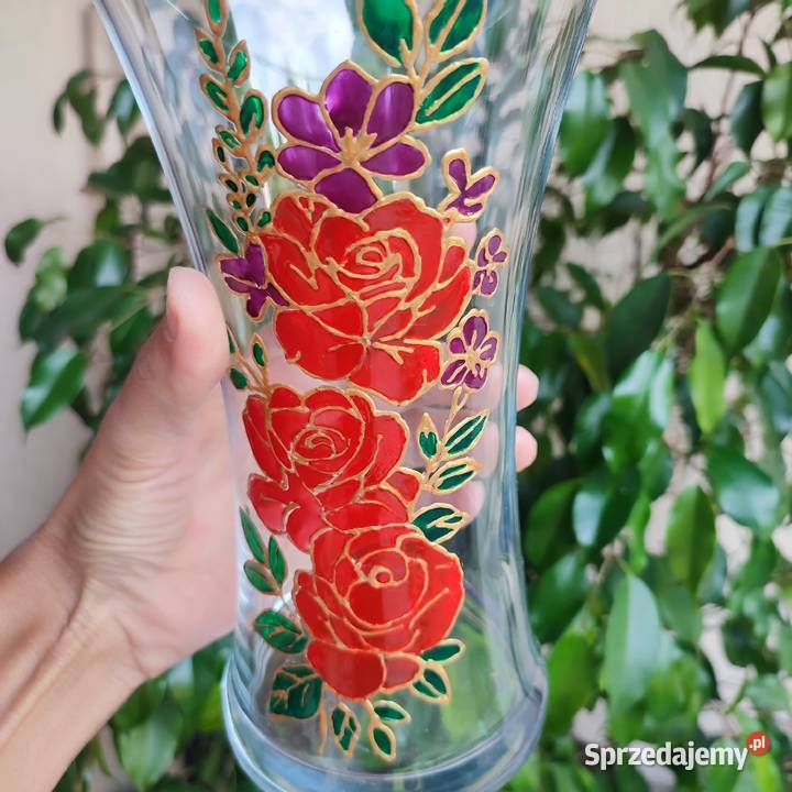 Wazon szklany ozdobny DIY róże Sokółka