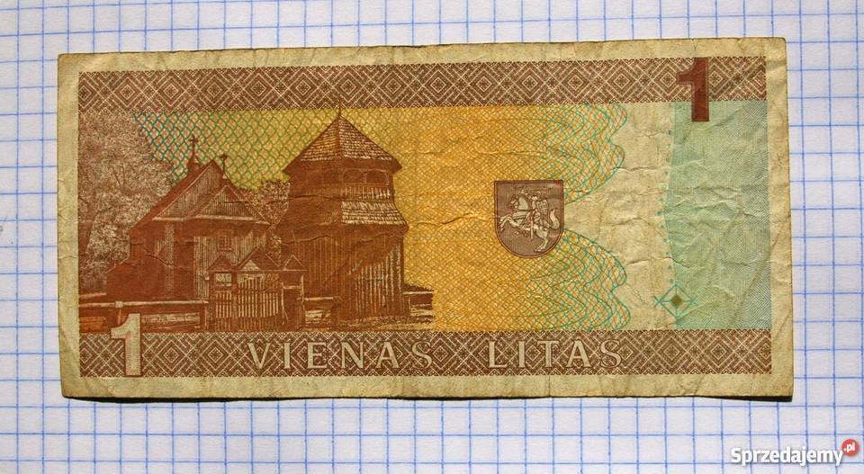 BANKNOT 1 LITAS 1 LIT 1994 LITWA Piszczac