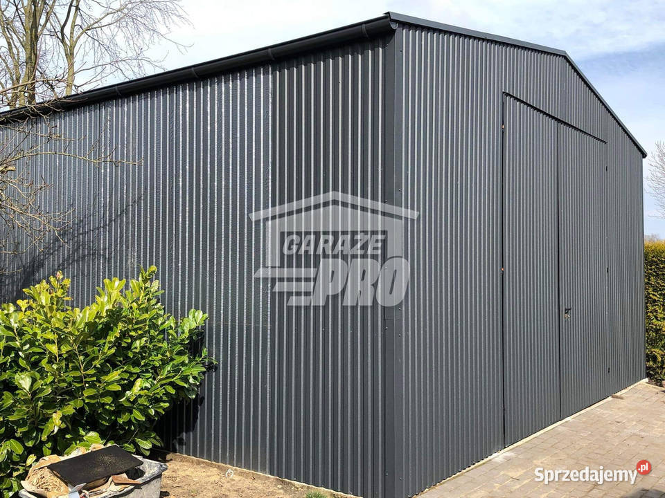 Hala Garaz blaszany 6x7 Brama dwuskrzydłowa blacha Zgorzelec