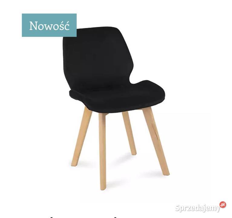 Krzesło czarne welurowe drewniane nóżki Darmowa dostawa