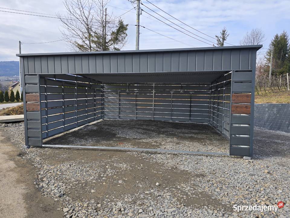 A14Grafitowy Garaż Blaszany Hala Wiata Garaże blacha