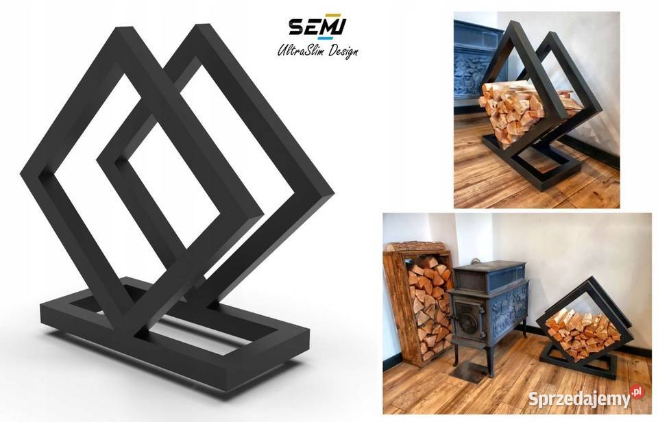 Stojak na drewno kominkowe loft kosz opałowe Jeżowe