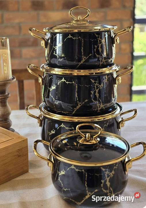 229 Garnki emalia czarny marmur MASTERPAN Przybory kuchenne Zabrze sprzedam