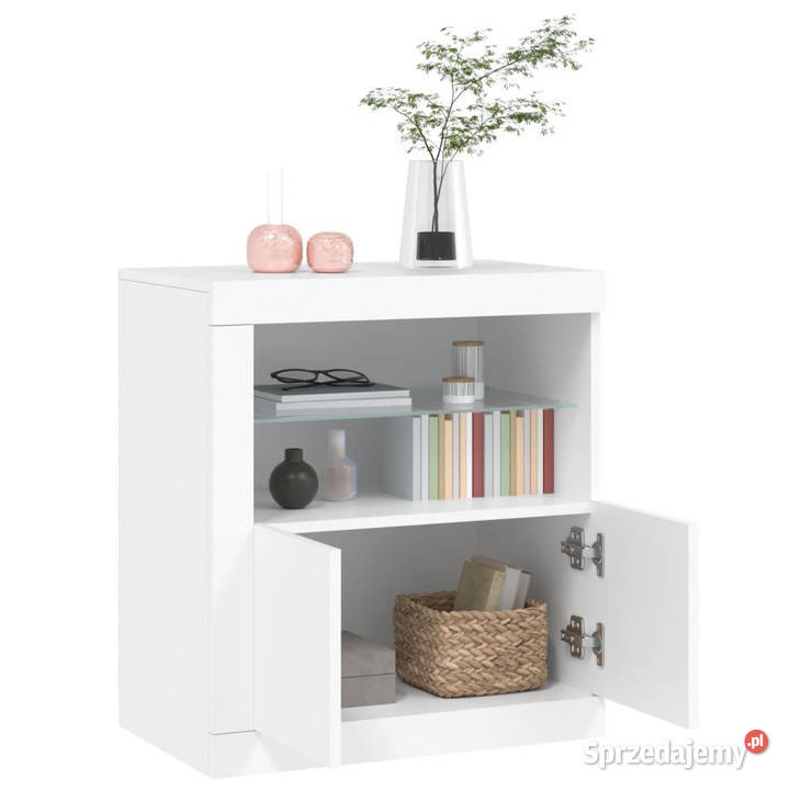 Szafka z oświetleniem LED biała 605x37x67