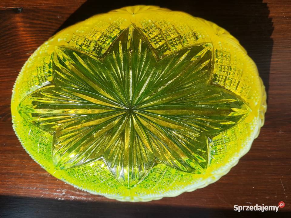 Szkło uranowe George Davidson talerz miska 1896r małopolskie Kraków