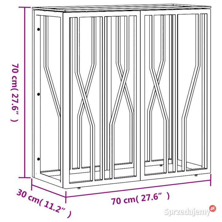 Stolik konsolowy srebrny 70x30x70 stal Stoły Warszawa