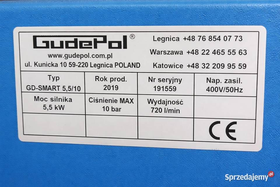 Sprężarka śrubowa Gudepol GD smsrt 5510 wielkopolskie Przeźmierowo