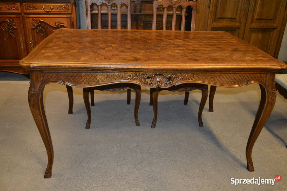 stół i 6 krzeseł ludwikowski komplet dąb śląskie Będzin